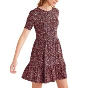 Boden Ruched Front Jersey Floral Mini Dress